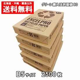リサイクル コピー用紙 B5 2500枚 （500枚×5冊） APP エクセルプロリサイクル 送料無料 再生紙 b5 1ケース