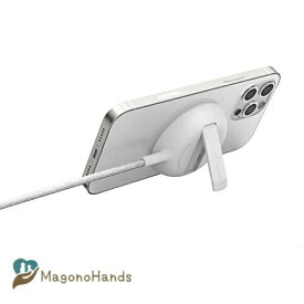 Belkin MagSafe認証 ワイヤレス充電パッド iPhone 13/12 最大15W急速充電 キックスタンド付き AC電源アダプター付属 ホワイト WIA004dqWH