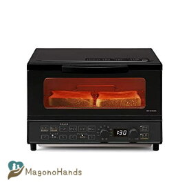 アイリスオーヤマ トースター オーブントースター 4枚焼き 生トースト極上トースト ふんわりもっちり 焼き色選択 1200W 温度調節機能(80~230度) 自動メニュー20種類 上下ヒーター4本 マイコン式 ブラック MOT-401-B