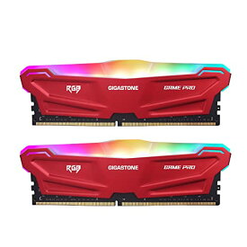 【発光型 メモリ DDR4】 Gigastone 赤 RGB Game Pro デスクトップPC用メモリ DDR4 16GBx2枚 (32GB) DDR4-3200MHz PC4-25600 CL16 1.35V 288 Pin Unbu