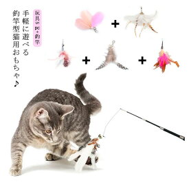 ねこじゃらし 羽根 おもちゃ ストレス解消 釣竿 猫じゃらし 猫用品 ペットグッズ 鈴 6点セット 釣り竿 猫じゃらし 運動不足解消 鳥の羽 鳥のハネ 頑丈 丈夫 180cmまで