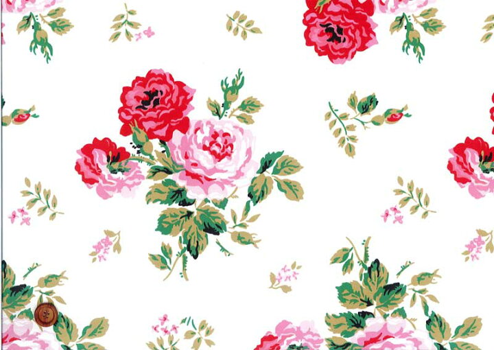 楽天市場 Cath Kidston キャスキッドソン シーチング生地 約105cm巾 Antique Rose Bouquet アンティークローズブーケ White Pink Arb Wp Handicraft メルシー