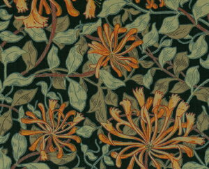 moda fabrics(モダ・ファブリックス)William Morris ウィリアムモリス シーチング生地<Honeysuckle>(ハニーサックル)<BLACK(ディープレッドラック)>8362-12