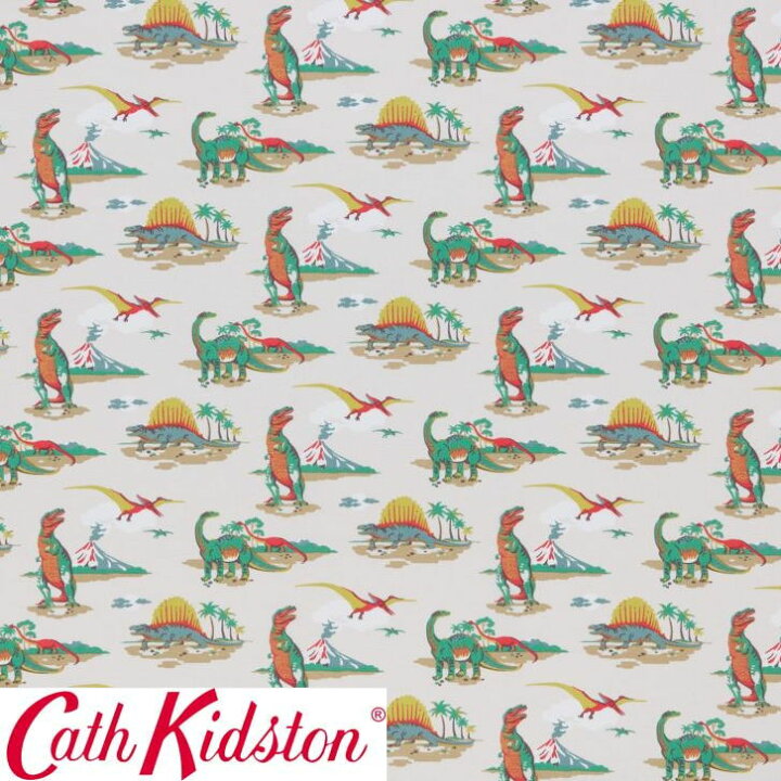 楽天市場 Cath Kidston キャスキッドソン 生地 コットンファブリック Dino Multi ディノ マルチ 恐竜 Dino Handicraft メルシー