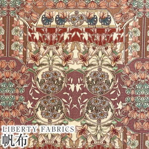 LIBERTYリバティプリント 国産11号帆布生地【2024SS】<Flower Fete>(フラワーフェテ)【オレンジブラウン】363J6807-J24AC