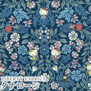 ハローキティ×リバティファブリックス LIBERTY 国産タナローン生地<Orchard Friends>(オーチャードフレンズ)【ネイビー】DC33494-J24D