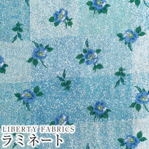 LIBERTYリバティプリント 国産つや消しラミネート(ビニールコーティング生地)【エターナル】<Scharing Rose>(シャリング・ローズ)【ブルー】MATLAMI-DC33630XE