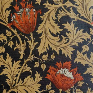 moda fabrics(モダ・ファブリックス)William Morris ウィリアムモリス シーチングラミネート生地<Anemone>(アネモネ)<DAMASK BLACK(ダマスクブラック)>LAMI-8217-11