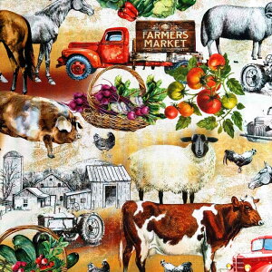 USA�R�b�g�� Farmer's Market Fabric Fresh&Local(�t�@�[�}�[�Y�}�[�P�b�g�E�t���b�V���A���h���[�J��) �V�[�`���O���n Michael Miller(�}�C�P���~���[)DCX11931-ECRU
