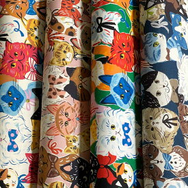 パワフルアニマル ネコ柄 オックス マルチカラー/ピンク/グリーン/ネイビー(入園入学通園通学 ネコちゃん 猫柄 動物柄 手作り)YGA-76080-1