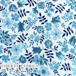 LIBERTYリバティプリント 国産つや消しラミネート(ビニールコーティング生地)<Edenham>(エデナム)【サックス】MATLAMI3637071-J24D