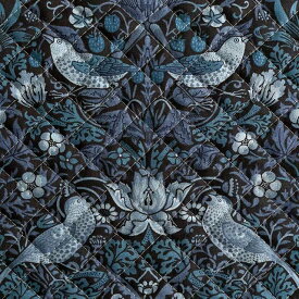 【BEST OF MORRISキルティング】moda fabrics(モダ・ファブリックス)William Morris ウィリアムモリス シーチングキルティング生地＜Strawberry Thief＞(ストロベリースィーフ)いちご泥棒＜INDIGO(インディゴ)＞8176-33Q