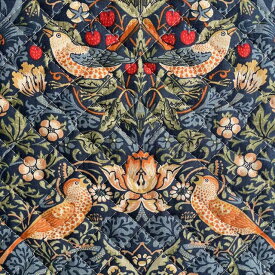 【BEST OF MORRISキルティング】moda fabrics(モダ・ファブリックス)William Morris ウィリアムモリス シーチングキルティング生地＜Strawberry Thief＞(ストロベリースィーフ)いちご泥棒＜MULTIC BLUE(マルチックブルー)＞8176-44Q