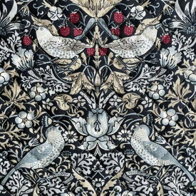 【BEST OF MORRISキルティング】moda fabrics(モダ・ファブリックス)William Morris ウィリアムモリス シーチングキルティング生地＜Strawberry Thief＞(ストロベリースィーフ)いちご泥棒＜BLUE&WHITE(ブルー＆ホワイト)＞8176-56Q