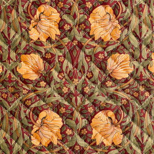 【BEST OF MORRISキルティング】moda fabrics(モダ・ファブリックス)William Morris ウィリアムモリス シーチングキルティング生地<Pimpernel>(ピンパネル)<DEEP RED(ディープレッド)8365-15Q