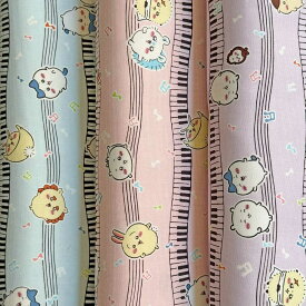 ちいかわ ミュージック柄 オックス サックス/ピンク/パープル(ハチワレ うさぎ モモンガ キャラクター 入園入学通園通学 手作り)G-2578