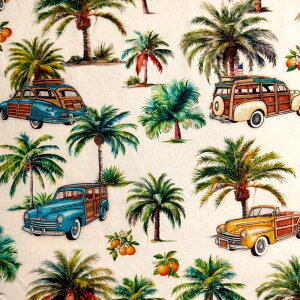 USARbg Palms, Trees & Cars(p[c[J[Y)V̖؁  California Dreaming by Dan Morris V[`On QT Fabrics(QTt@ubNX)31348-E