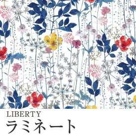 LIBERTYリバティプリント 国産つや消しラミネート(ビニールコーティング生地)《70％縮小》＜Irma＞(イルマ)【カラフル・葉＝紺】MATLAMI3633182S-J18P