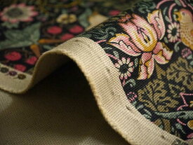 moda fabrics(モダ・ファブリックス)William Morris ウィリアムモリス オックス生地＜Strawberry Thief＞(ストロベリー・スィーフ)いちご泥棒＜DAMASK BLACK(ダマスクブラック)＞8176-11T