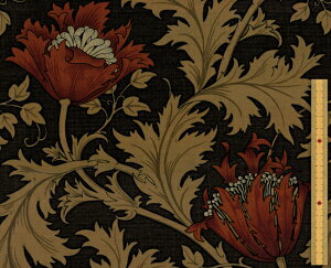 moda fabrics(_Et@ubNX)William Morris EBAX V[`OnAnemone(All)DAMASK BLACK(_}XNubN)8217-11
