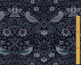 moda fabrics(モダ・ファブリックス)William Morris ウィリアムモリス シーチング生地＜Strawberry Thief＞(ストロベリー・スィーフ)いちご泥棒＜INDIGO(インディゴ)＞8176-33