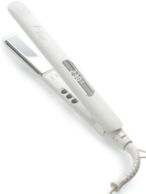 デジタル表示 秒速スタンバイ SALONMOON (サロンムーン) ミラーダブルイオン ストレート ヘアアイロン 24mm ホワイト ストレートアイロン 80℃～230℃ カール 2WAY コテ 高濃度マイナスイオン 海外対応