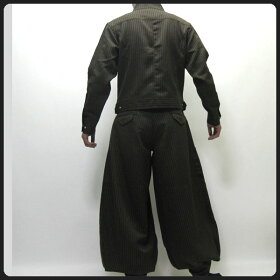 【寅壱/寅一】ピンストライプライダースジャケット&超超ロング八分ズボン上下セット4309シリーズ72.トビ茶(4309s554418)