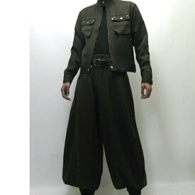 寅壱 寅一 上下セット ピンストライプ ライダースジャケット x 超超ロング八分 4309s554418 上下セット 72 トビ茶 作業着 作業服 作業ズボン ニッカポッカ 寅一