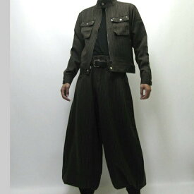 寅壱 寅一 上下セット ピンストライプ ライダースジャケット x 超超ロング八分 4309s554418 77 スミグレー 作業着 作業服 作業ズボン ニッカポッカ 寅一 鳶服