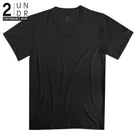 Vネック Tシャツ V NECK TEE SHIRT (BLACK)全米オープン リッキーファウラー【2UNDR】高評価＆リピ続出◎ムレやベタつき無し！蒸れない サラサラ素材 抗菌 防臭 メンズ 【2nw19t】