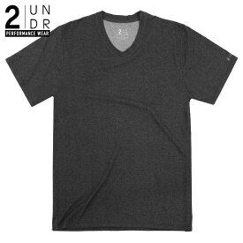 Vネック Tシャツ V NECK TEE SHIRT (CHARCOAL)全米オープン リッキーファウラー【2UNDR】高評価＆リピ続出◎ムレやベタつき無し！蒸れない サラサラ素材 抗菌 防臭 メンズ 【2nw19t】