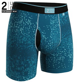 ボクサーパンツ 全米オープン リッキーファウラー 前開き ナイロン生地 夜専用｜NIGHT SHIFT BOXER BRIEF（BLUE PIX）【2UNDR】立体裁断 陰嚢ポケット 爽やか感触 股間 蒸れない サラサラ素材 メンズ 下着 【2nw20】【2nw】