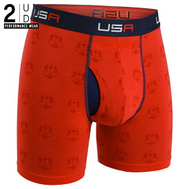 ボクサーパンツ ライダーカップ SWING SHIFT BOXER PRINT(RED SHIELD) 全米オープン リッキーファウラー 前開き モダール（レーヨン）生地 【2UNDR】立体裁断 陰嚢ポケット 股間 蒸れない メンズ【2nw20ss】【prnt】【rc】