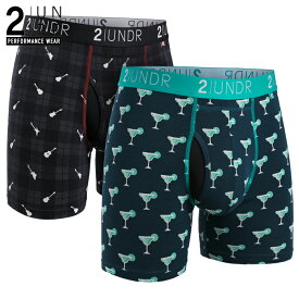 ボクサーパンツ 【お得な2枚セット】SWING SHIFT BOXER PRINT(MARG/ROCKIN') 全米オープン リッキーファウラー 前開き モダール（レーヨン）生地 【2UNDR】 立体裁断 陰嚢ポケット 股間 蒸れない メンズ 下着 【2nw20ss】【prnt】