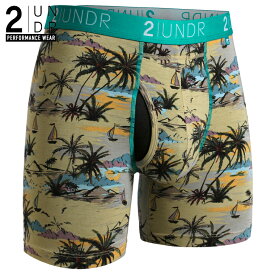 ボクサーパンツ SWING SHIFT BOXER PRINT(CAST AWAY) 全米オープン リッキーファウラー 前開き モダール（レーヨン）生地 【2UNDR】立体裁断 陰嚢ポケット 爽やか感触 股間 蒸れない サラサラ素材 メンズ 下着 【2nw20ss】【prnt】