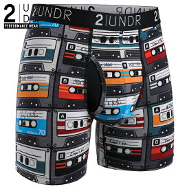 ボクサーパンツ SWING SHIFT BOXER PRINT(THROW BACK) 全米オープン リッキーファウラー 前開き モダール（レーヨン）生地 【2UNDR】立体裁断 陰嚢ポケット 爽やか感触 股間 蒸れない サラサラ素材 メンズ 下着 【2nw20ss】【prnt】カセットテープ