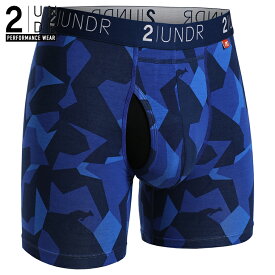 ボクサーパンツ SWING SHIFT BOXER PRINT(BLUE CAMO) 全米オープン リッキーファウラー 前開き モダール（レーヨン）生地 【2UNDR】立体裁断 陰嚢ポケット 爽やか感触 股間 蒸れない サラサラ素材 メンズ 下着 【2nw20】【prnt】