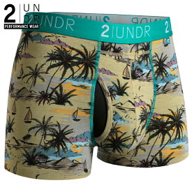 トランクス SWING SHIFT TRUNK PRINT(CAST AWAY) 全米オープン リッキーファウラー 前開き モダール（レーヨン）生地 【2UNDR】立体裁断 陰嚢ポケット 爽やか感触 股間 蒸れない サラサラ素材 メンズ 下着 【2nw20ss】【prnt】