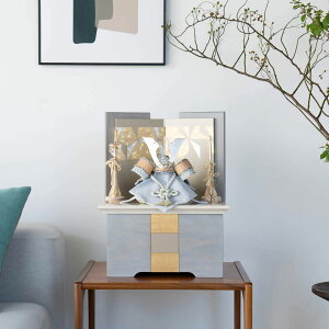 【選べる名前札プレゼント】五月人形 兜 コンパクト おしゃれ モダン 人気 インテリア 高級 わかば収納飾り ライトグレー 清秀作 名入れ 木札付き 日本製