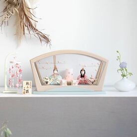 【選べる可愛い名前札プレゼント】雛人形 お雛様 コンパクト おしゃれ かわいい 木製 人気 紬 人形ケース ミントブルー 一秀 名入れ 木札付き 日本製