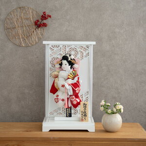 正月飾り コンパクト おしゃれ かわいい お正月 羽子板飾り 羽子板ケース かさね 白 8号 鹿の子 吉徳大光