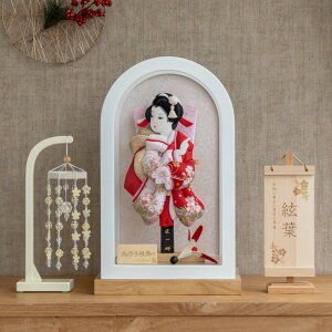 正月飾り コンパクト おしゃれ かわいい お正月 羽子板飾り 羽子板ケース ロマネ ベージュ 8号 筒描金襴