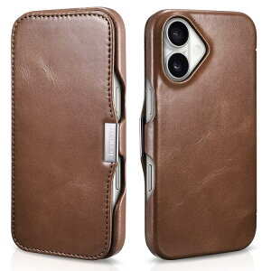 �y���K�i�ziCARER iPhone 15/iPhone 15 Pro /iPhone 16/ 16 Pro�Ή��@��I�� �{�v �蒠�^ ���^���N���b�v �I�C�����b�N�X ���U�[ �t���b�v �P�[�X �}�O�l�b�g�z�� �ی�P�[�X Side-open �i�u���b�N�A�u���E��