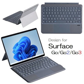 2087A US配列 Microsoft Surface Go /Go2 /Go3 /Go 4通用 Bluetooth ワイヤレス キーボード 電源スイッチ切替 ブルートゥース 無線 超軽量 薄型 手帳型 脱着式 電池内蔵 一体型 タッチパッド ブラック(グレー)