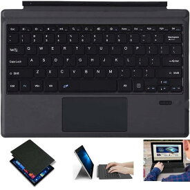 US配列　Microsoft Surface Pro 4 5 6 7/Pro7/ Surface Pro 2017用 Bluetooth ワイヤレス キーボード ブルートゥース 無線 超軽量 薄型 スタンド 保護カバー付き 手帳型 脱着式 電池内蔵 一体型 ブラック(グレー)