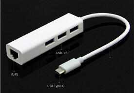 送料無料　USB3.0 Type C to 3ポート USB3.0 ハブ付 イーサネット ギガビット 有線　LAN アダプタ/USB3.0 TYPE C to 3Port USB3.0 HUB＋RJ45 Ethernet LAN Adapter For MacBook 12inch、ChromeBook Pixel