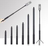 アクションカメラ、GoPro、1/4ネジ対応カメラ用 アルミ 伸縮タイプ 自撮り棒 1/4三脚スタンド対応 スタン…