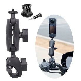 DJI Osmo Pocket Action、GoPro シリーズ、アクションカメラ対応 ハンドルポール 固定用 オートバイ クランプ マウントホルダー ポール直径16mm～42mm対応 ネジ、アダプタ付属　GoPro Hero 11 Hero 10/HERO8/ HERO7 / 6/5及びその他のアクションカメラ ブラック