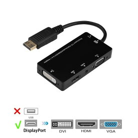 送料無料　DisplayPort to VGA&Audio/HDMI/DVI マルチ　変換アダプタ 3画面同時ミラーリング出力 DP-DVI(24+1)ピン/VGA ミニ D-Sub 15ピン/HDMI 映像1080P、3.5mmオーディオ出力For Lenovo/HP/Dellなど対応
