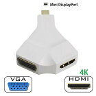 送料無料　Apple/Surface Pro用　Mini DisplayPort/Thunderbolt to HDMI/VGA 変換アダプタ　2in1 コンバータ 10cm Mini DP 1.2-HDMI/VGA ミニ D-Sub 15ピン オス−メス HDMI4K2K Y字